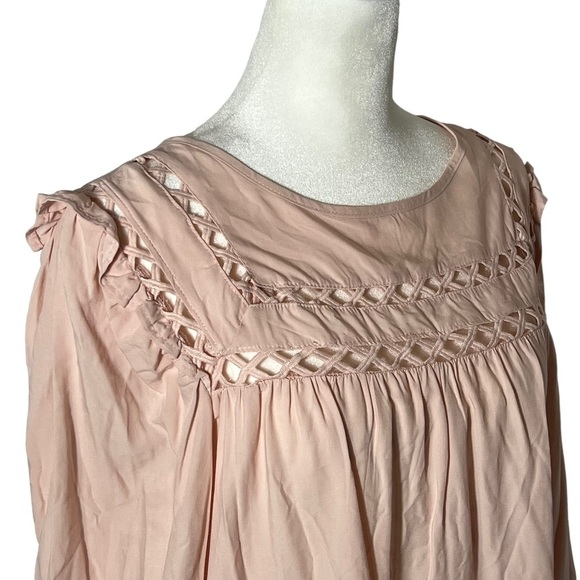 Cloudwalk Pink Ruffle Lantern Sleeve Swing Dress, Medium - Picture 2 of 7